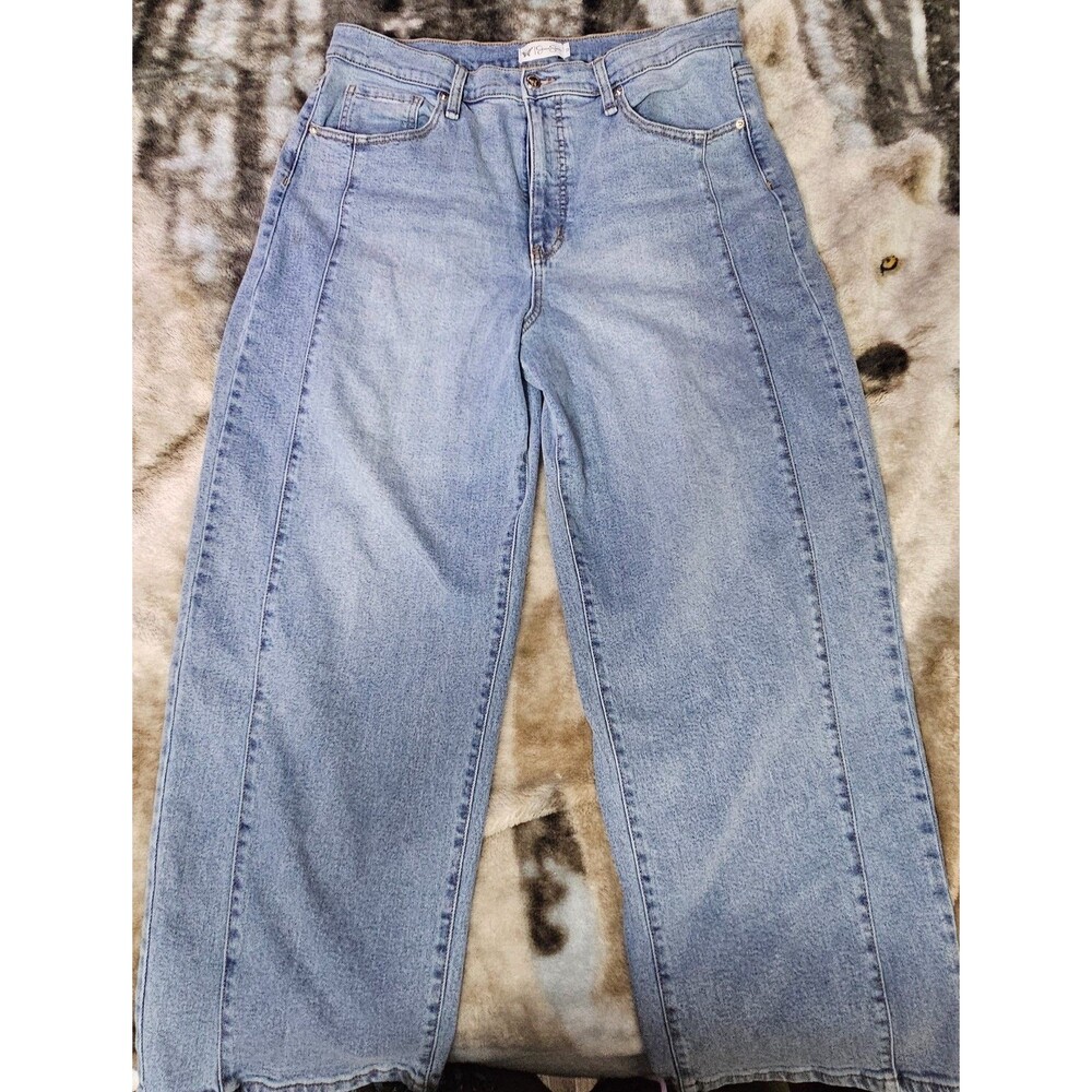 Jessica Simpson Mid Rise Myrtle Barrel Leg Women's Jeans Size 12 Blue Light Wash